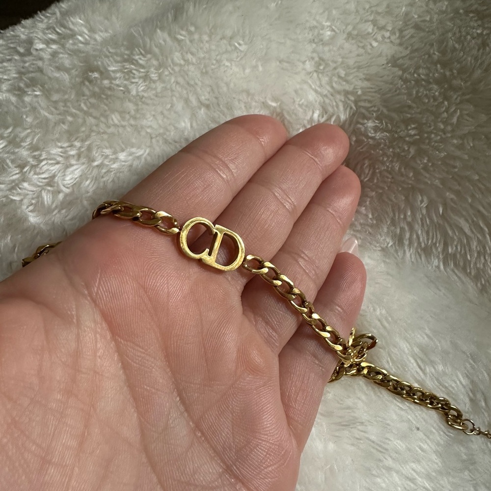 Gold-Tone Chain Necklace with Signature CD Accent